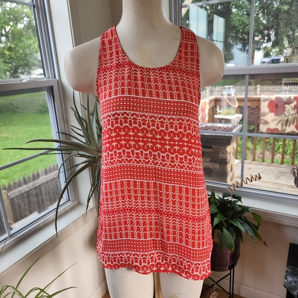 Cynthia Rowley Sleeveless Orange and White Razorback Tank Top Size XS - Picture 3 of 5